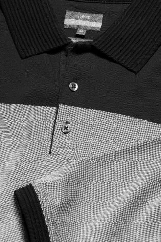 Grey/Black Long Sleeve Block Premium Polo